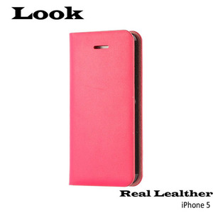 Look 아이폰5/5S Real Leather Case - Pink