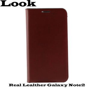 Look Galaxy Note2 Real Leather Case (갤럭시노트2 천연가죽 다이어리 케이스) - Dark Brown