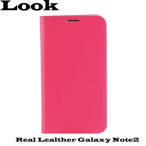 Look Galaxy Note2 Real Leather Case (갤럭시노트2 천연가죽 다이어리 케이스) - Pink