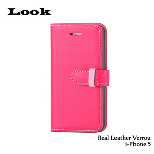 Look 아이폰5/5S Real Leather Verrou (천연가죽 다이어리 베루타입) - Pink