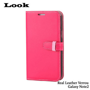 Look Galaxy Note2 Real Leather Verrou (천연가죽 다이어리 베루타입) - Pink 