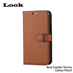 Look Galaxy Note2 Real Leather Verrou (천연가죽 다이어리 베루타입) - Brown  